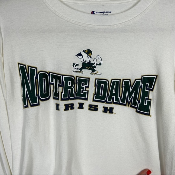 Champion Notre Dame Irish White Long Sleeve Tee Small - Picture 3 of 5